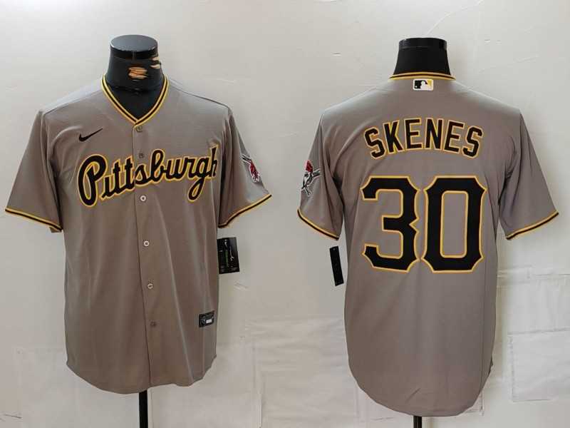 Men%27s Pittsburgh Pirates #30 Paul Skenes Grey Stitched Jersey